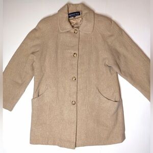 Herman Kay Women's Wool Lined Button Front Coat Beige Size- 12
